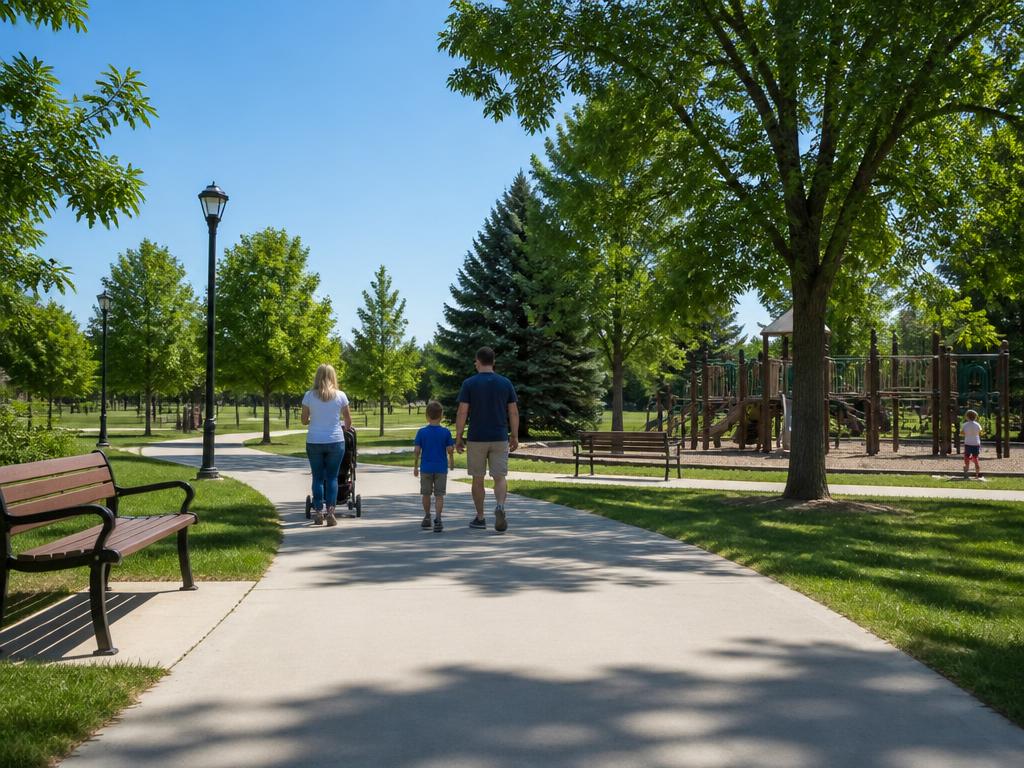 Families enjoying a local park and playground